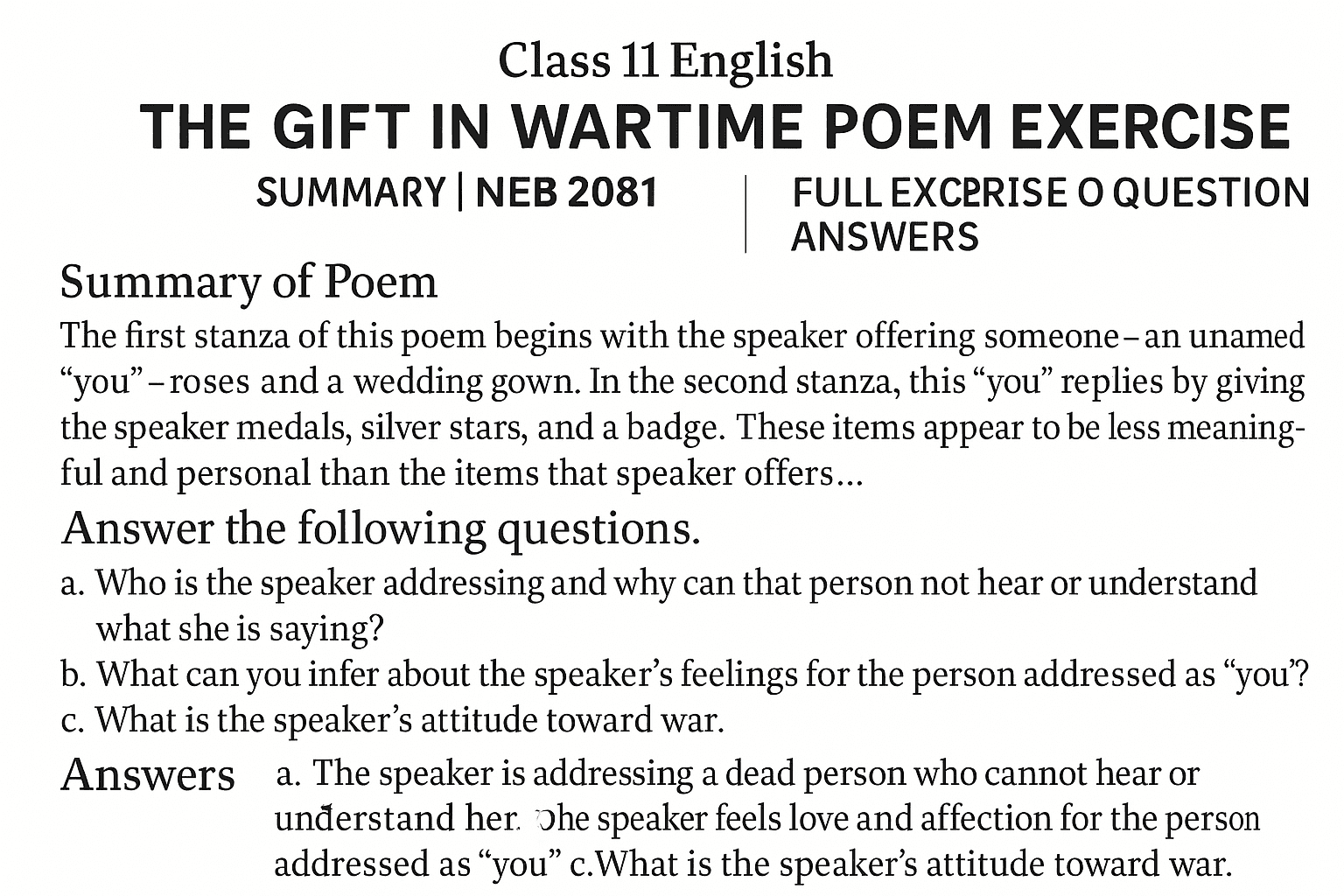 Select Class 11 English All the World’s a Stage Poem Exercise | NEB 2081 | Summary and Question Answers Full exercise of All the World’s a Stage : Summary and Question Answers Class 11 English All the World’s a Stage Poem Exercise | NEB 2081 | Summary and Question Answers