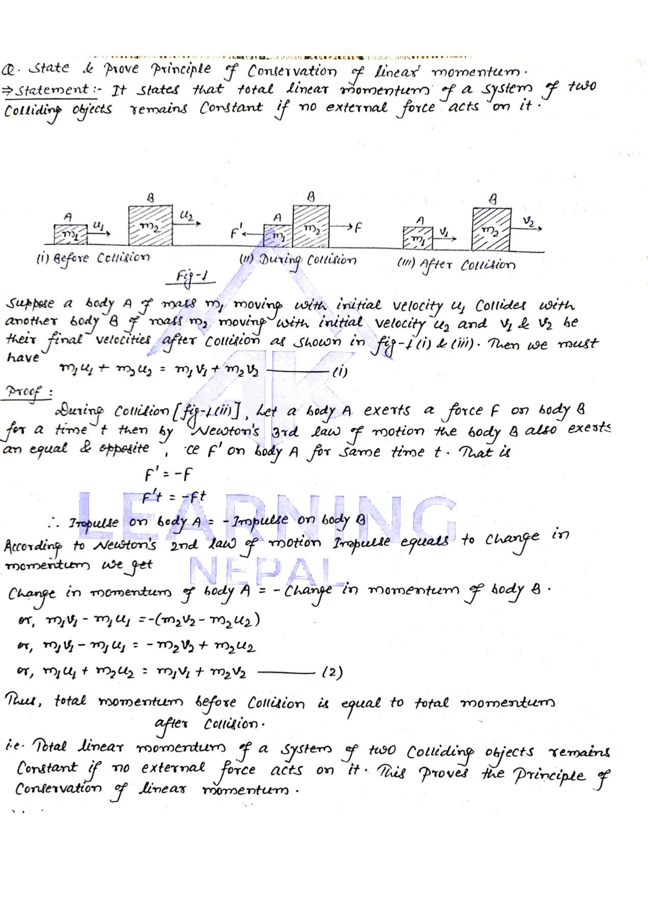 principle of conservation of linear momentum