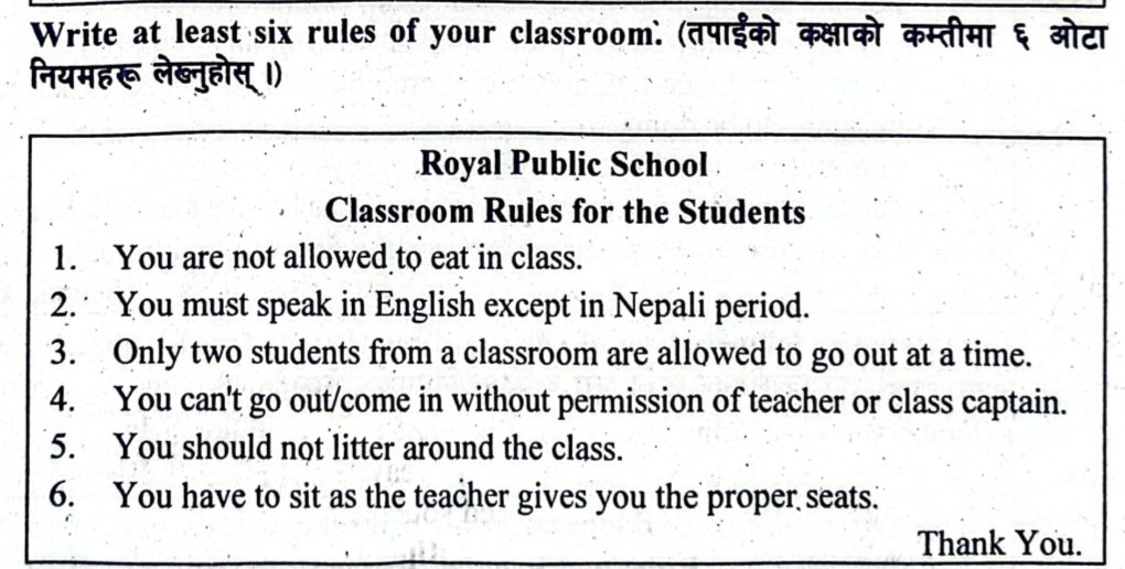 Students following classroom rules in a positive learning environment