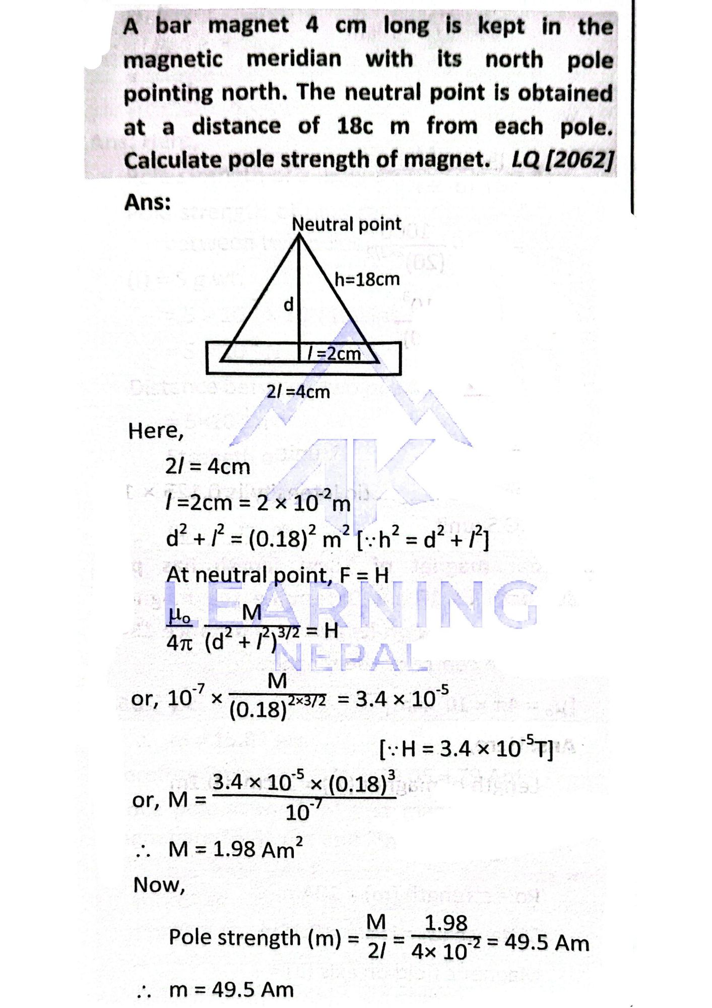 bar magnet in magnetic meridian