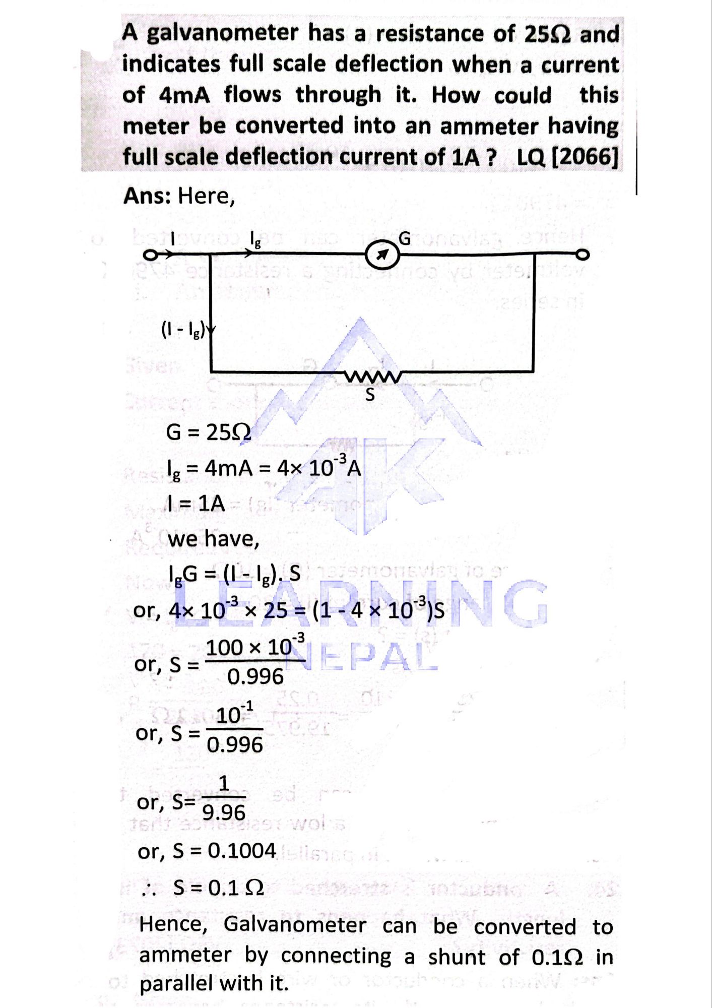 galvanometer full scale deflection