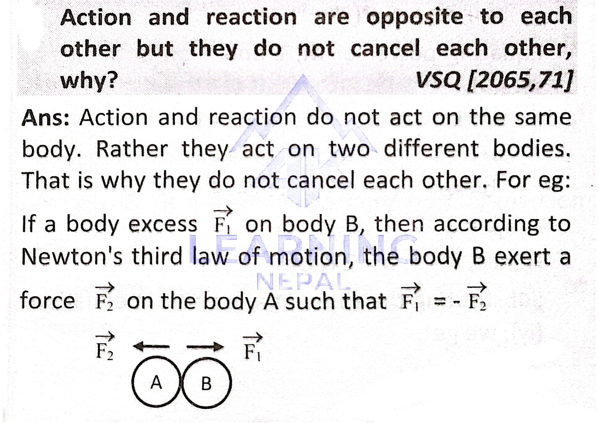 Action and Reaction are Opposite to Each Other but They do Not Cancel Each Other Why