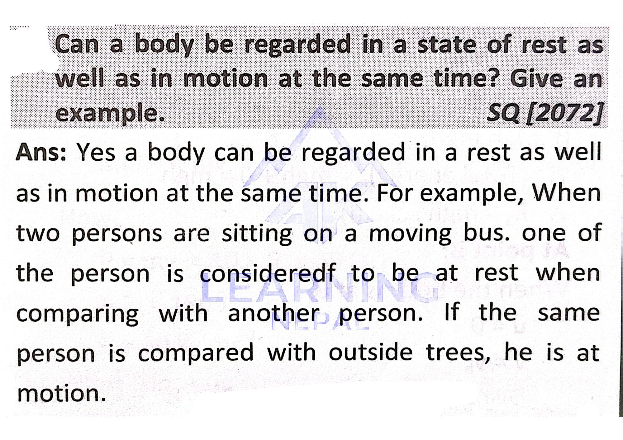 Can a body be regarded in a state of rest as well as in motion at the same time