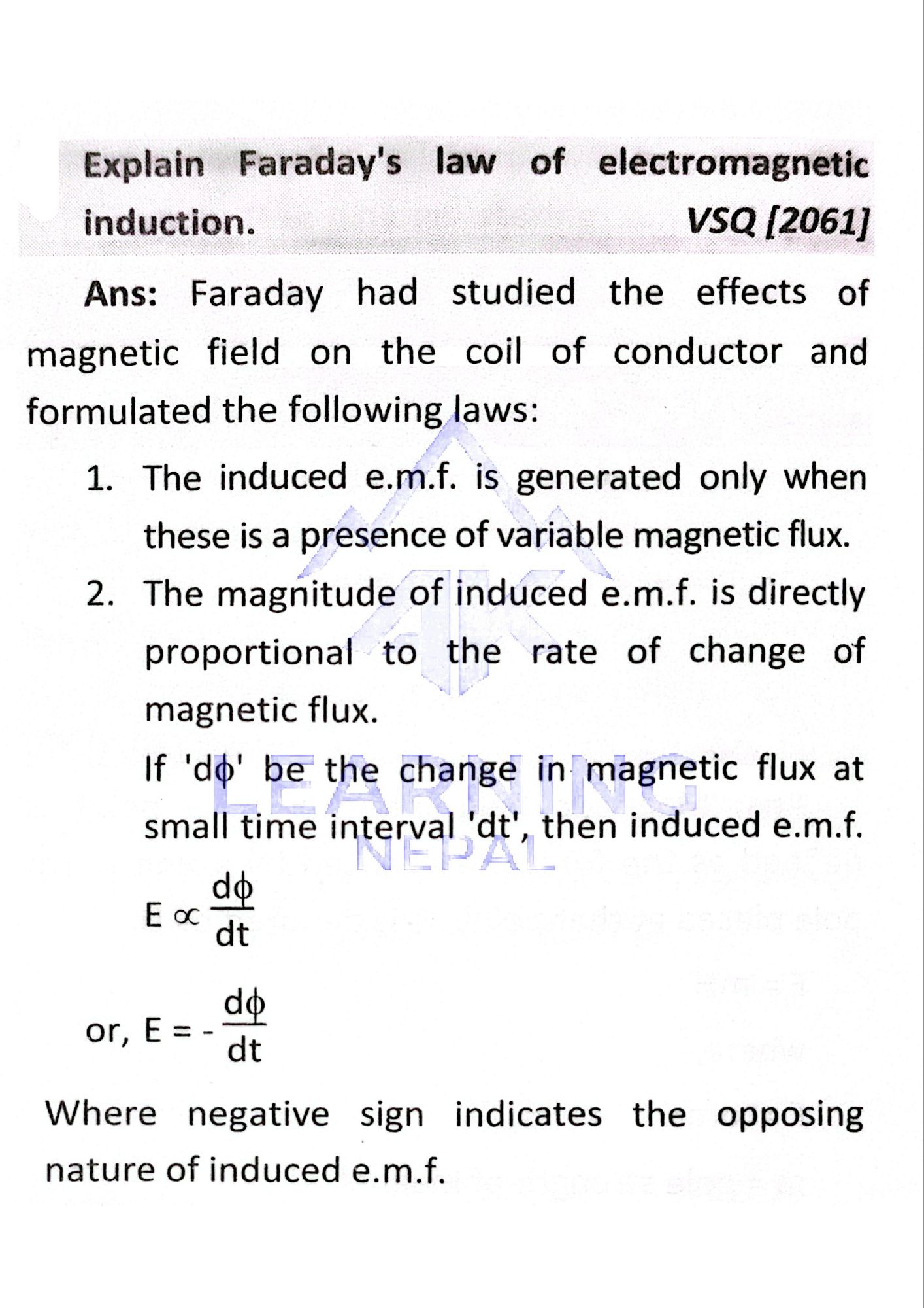 Faraday’s Law of Electromagnetic Induction