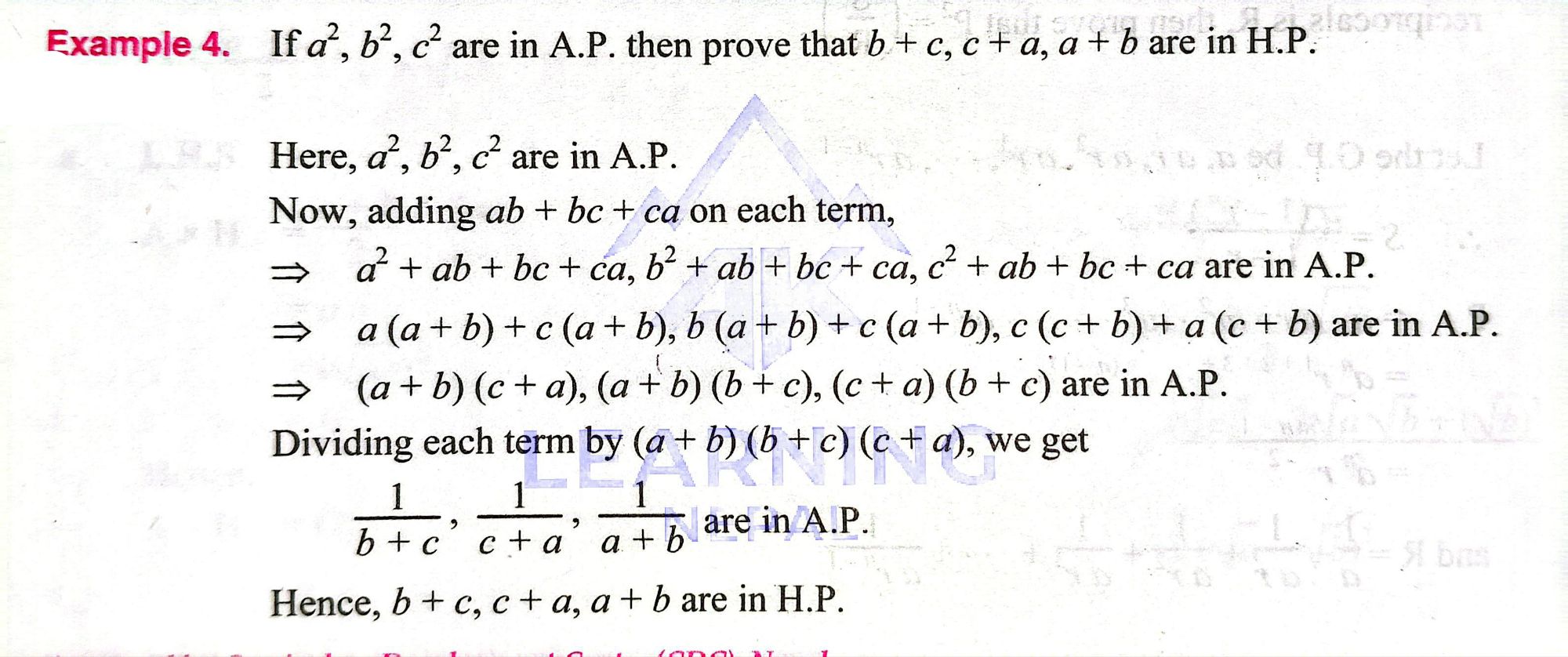 a² b² c² in arithmetic progression