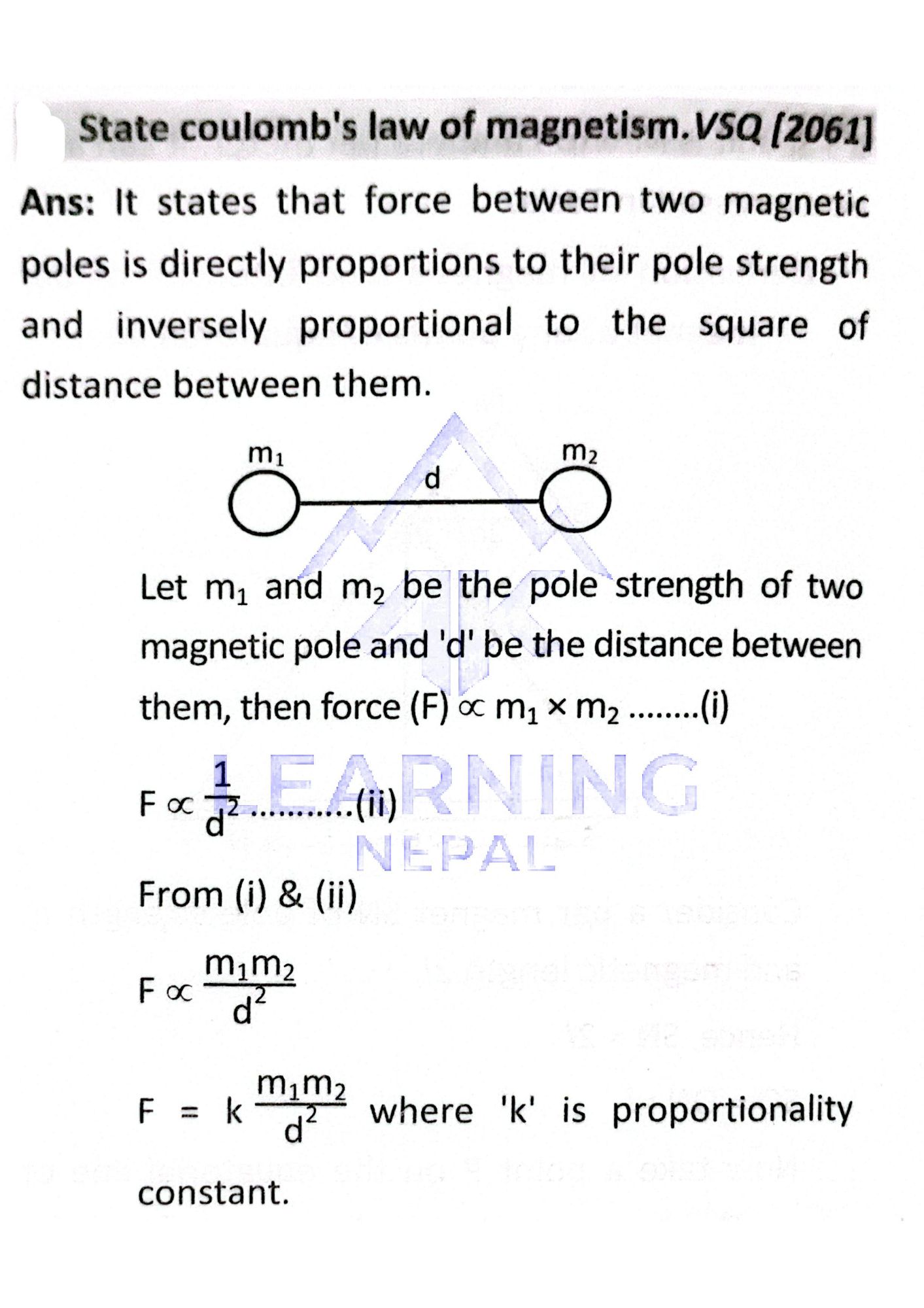 Coulomb's law of magnetism