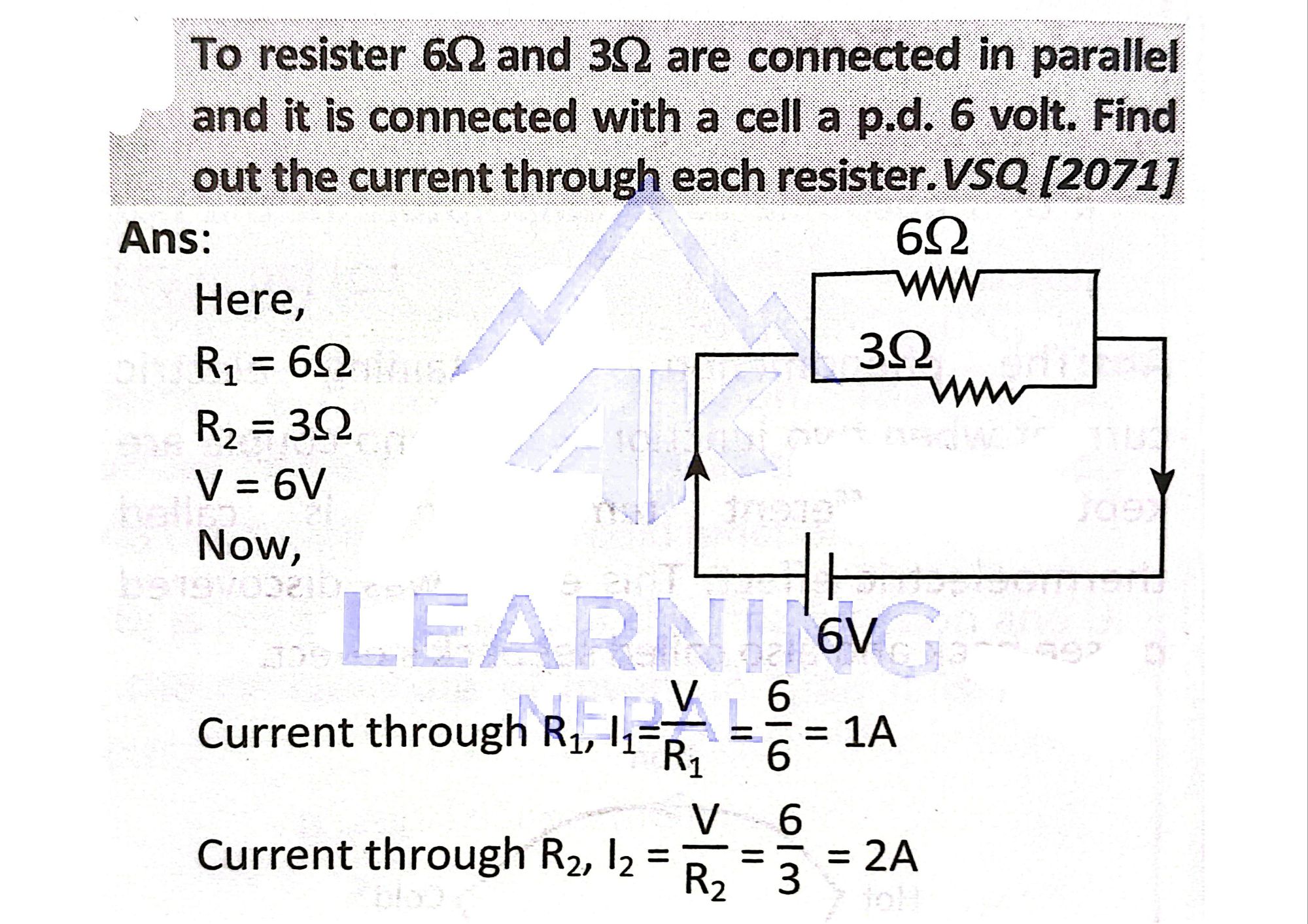 two resistors 60 and 30 ohm in parallel