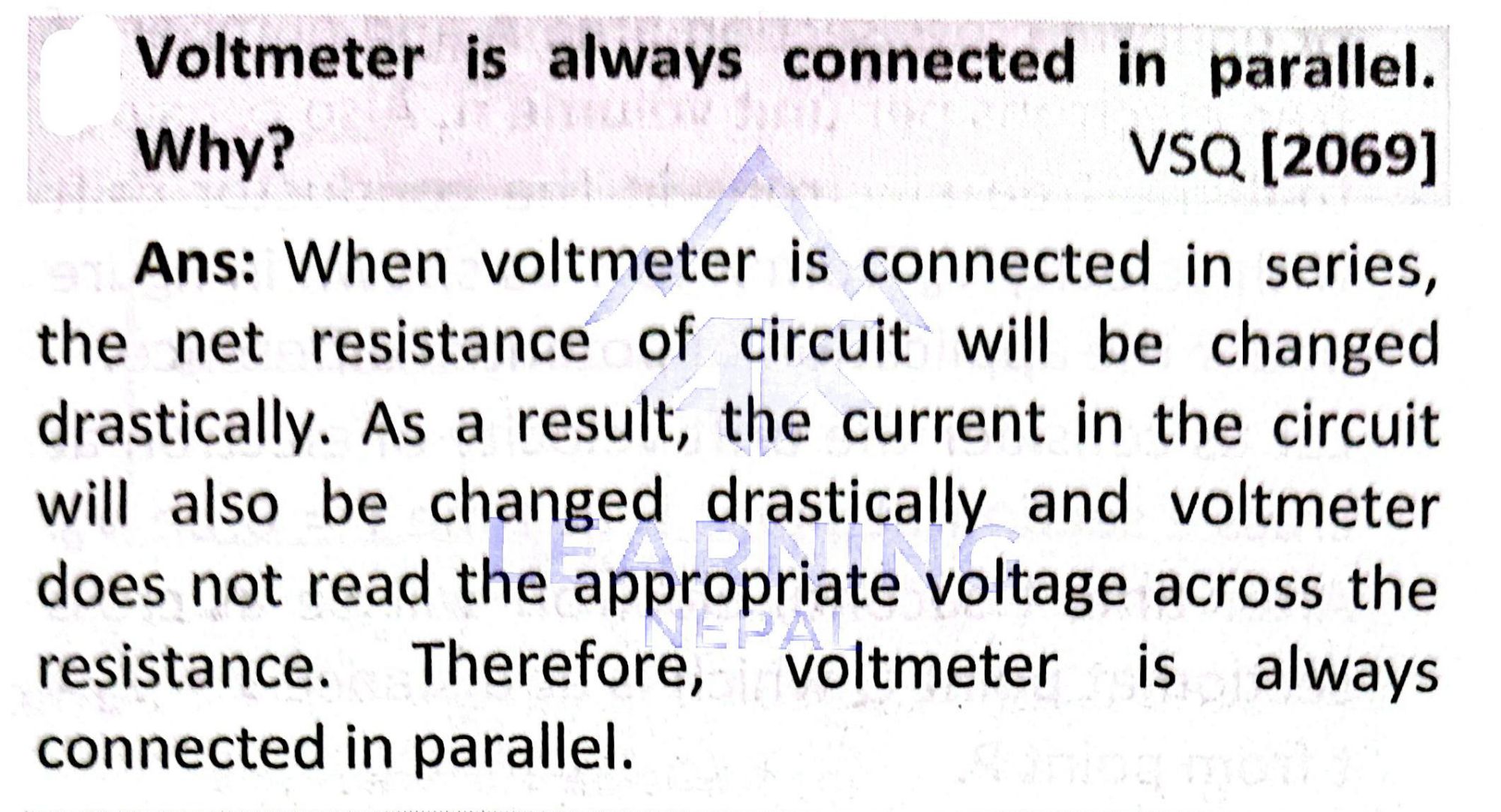 voltmeter is always connected in parallel