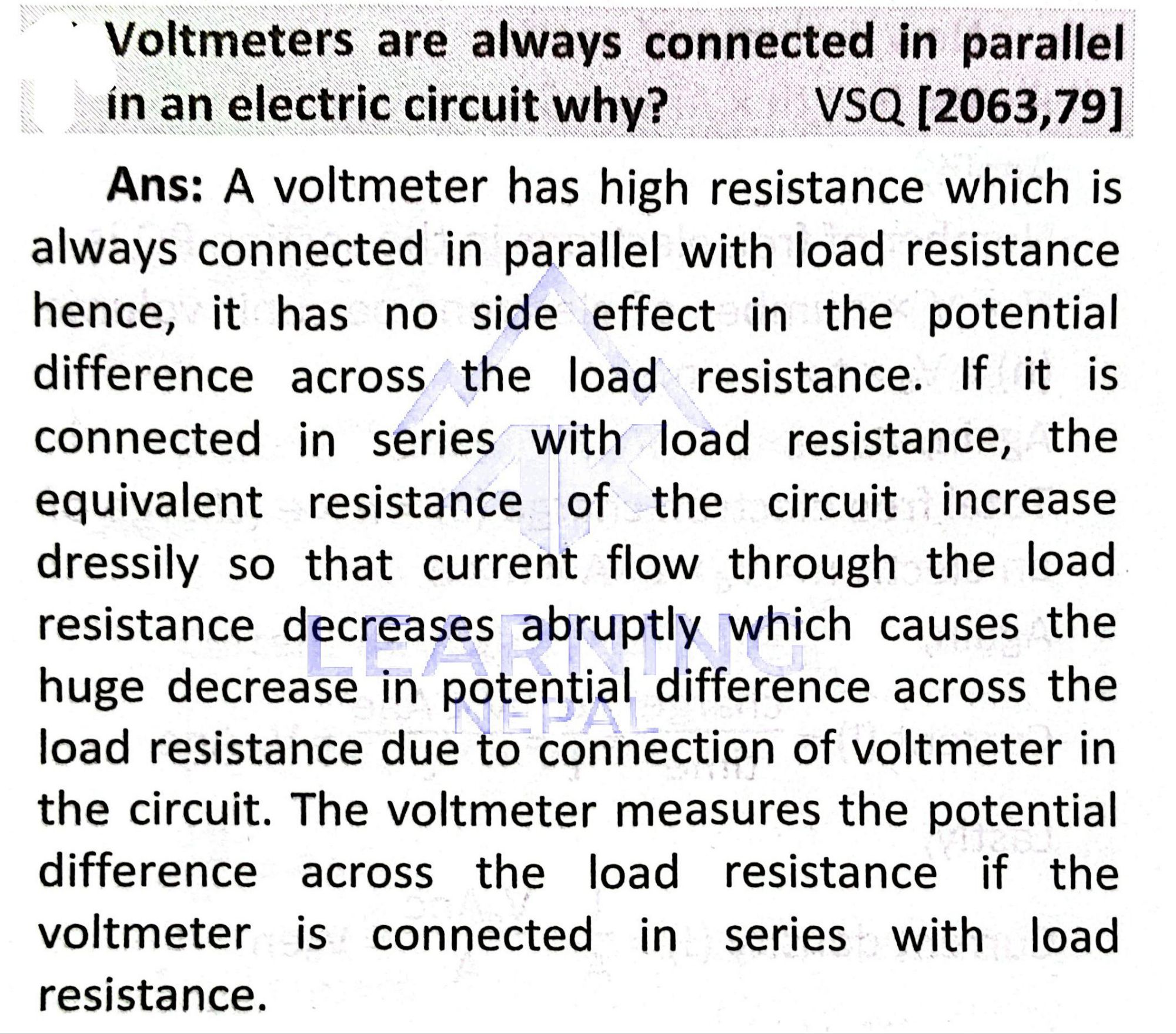 voltmeters are always connected in parallel