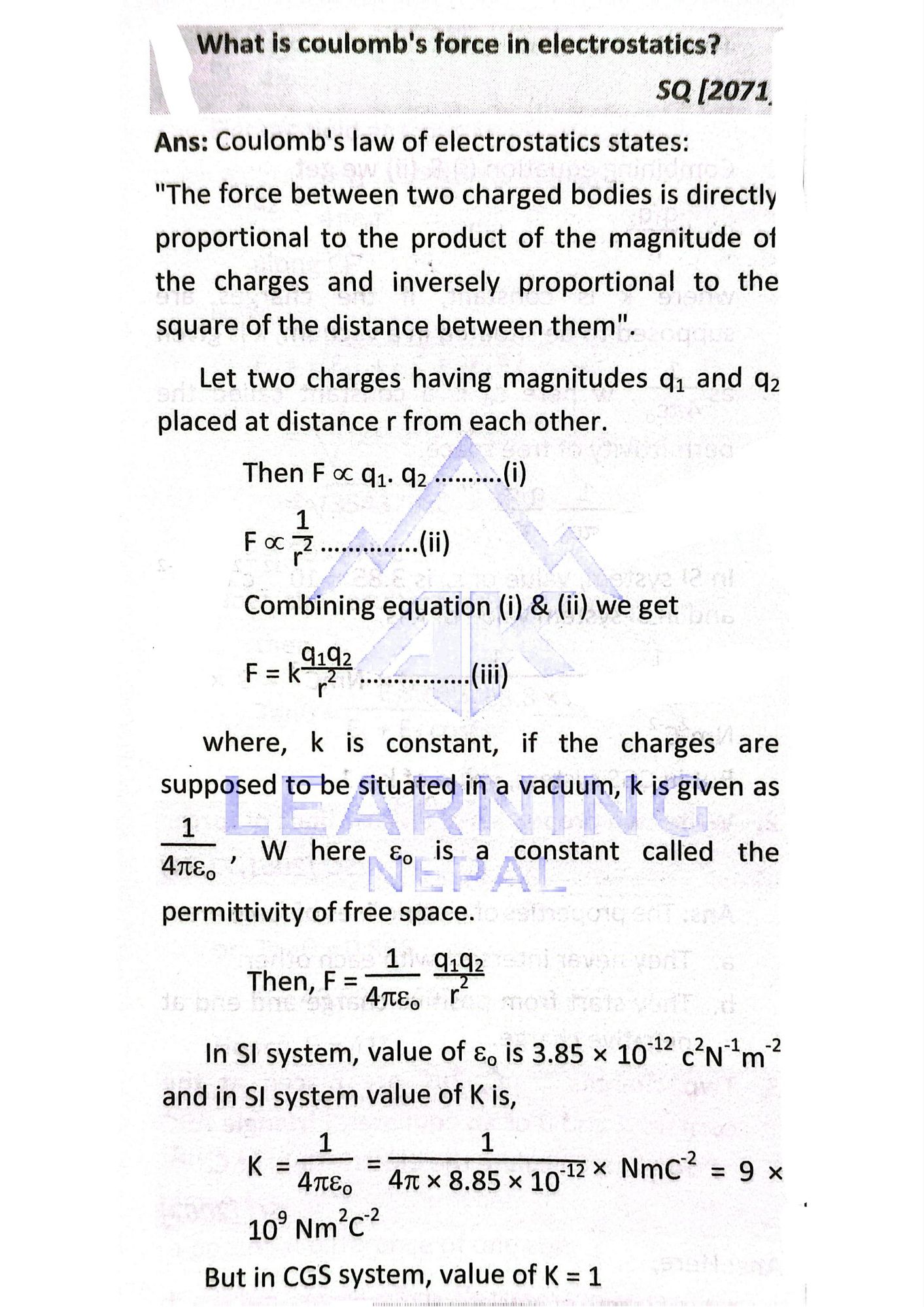 what is Coulomb’s force in electrostatics